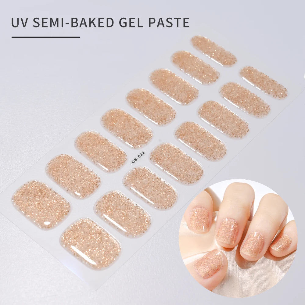 14pc Transparent Semi Cured Gel Nail Strips Nail Strengthening