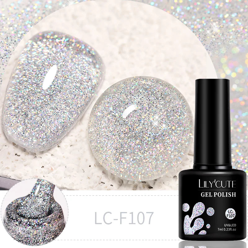 LILYCUTE 7ml 6pc Glitter Gel Nail Polish Set V