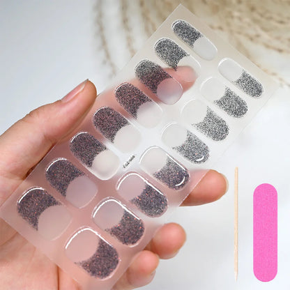 1 Sheet Semi-Cured Gel Nail Strips Waterproof Long Lasting
