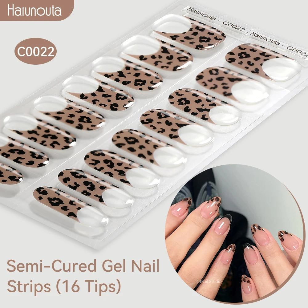 Gradient Auroras Semi Cured Sparkly Gel Nail Strips with UV/LED Nail Lamps