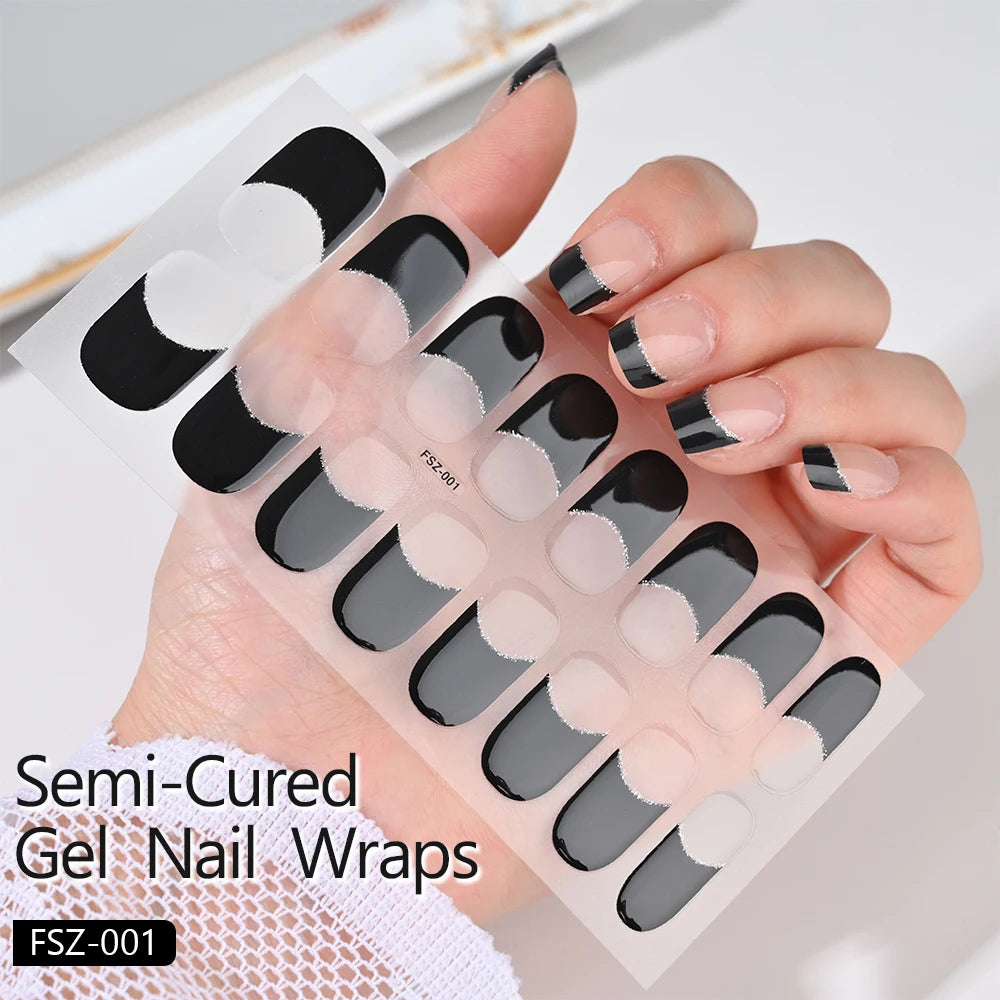 14pc Transparent Semi Cured Gel Nail Strips Nail Strengthening