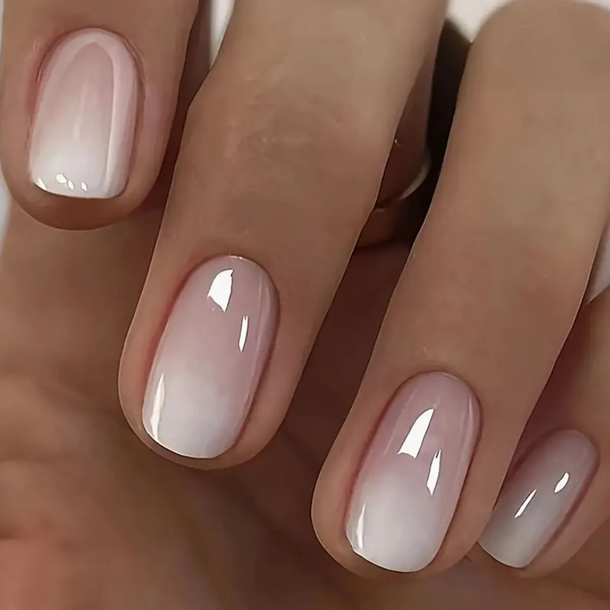Glossy Press on French Nail Tips