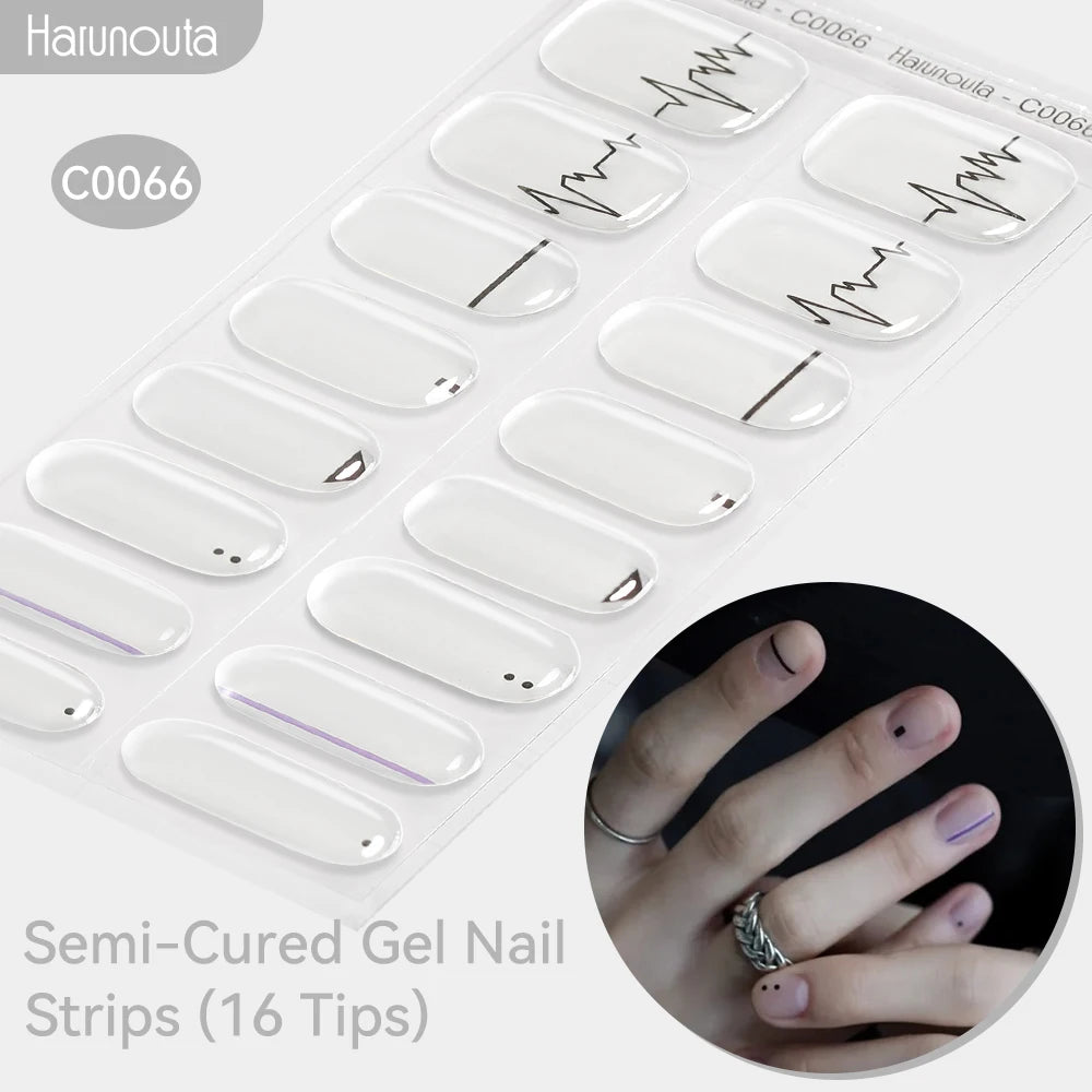 Gradient Auroras Semi Cured Sparkly Gel Nail Strips with UV/LED Nail Lamps