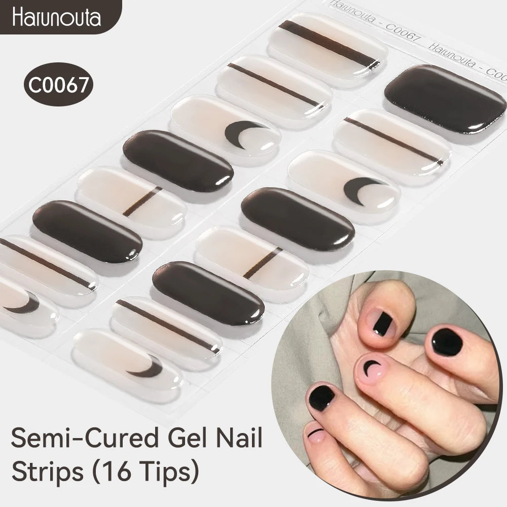 Gradient Auroras Semi Cured Sparkly Gel Nail Strips with UV/LED Nail Lamps