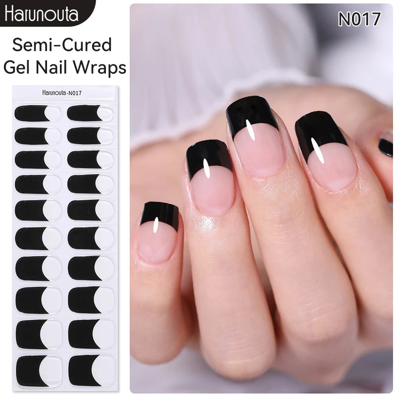 1 Sheet White French Semi-Cured Gel Nail Strips