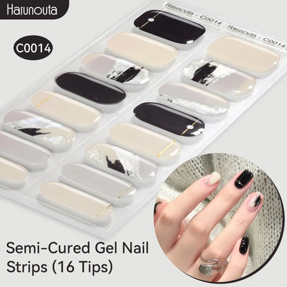 Gradient Auroras Semi Cured Sparkly Gel Nail Strips with UV/LED Nail Lamps