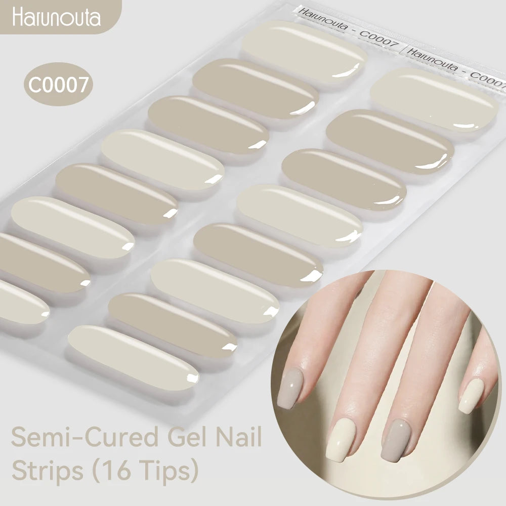 Gradient Auroras Semi Cured Sparkly Gel Nail Strips with UV/LED Nail Lamps