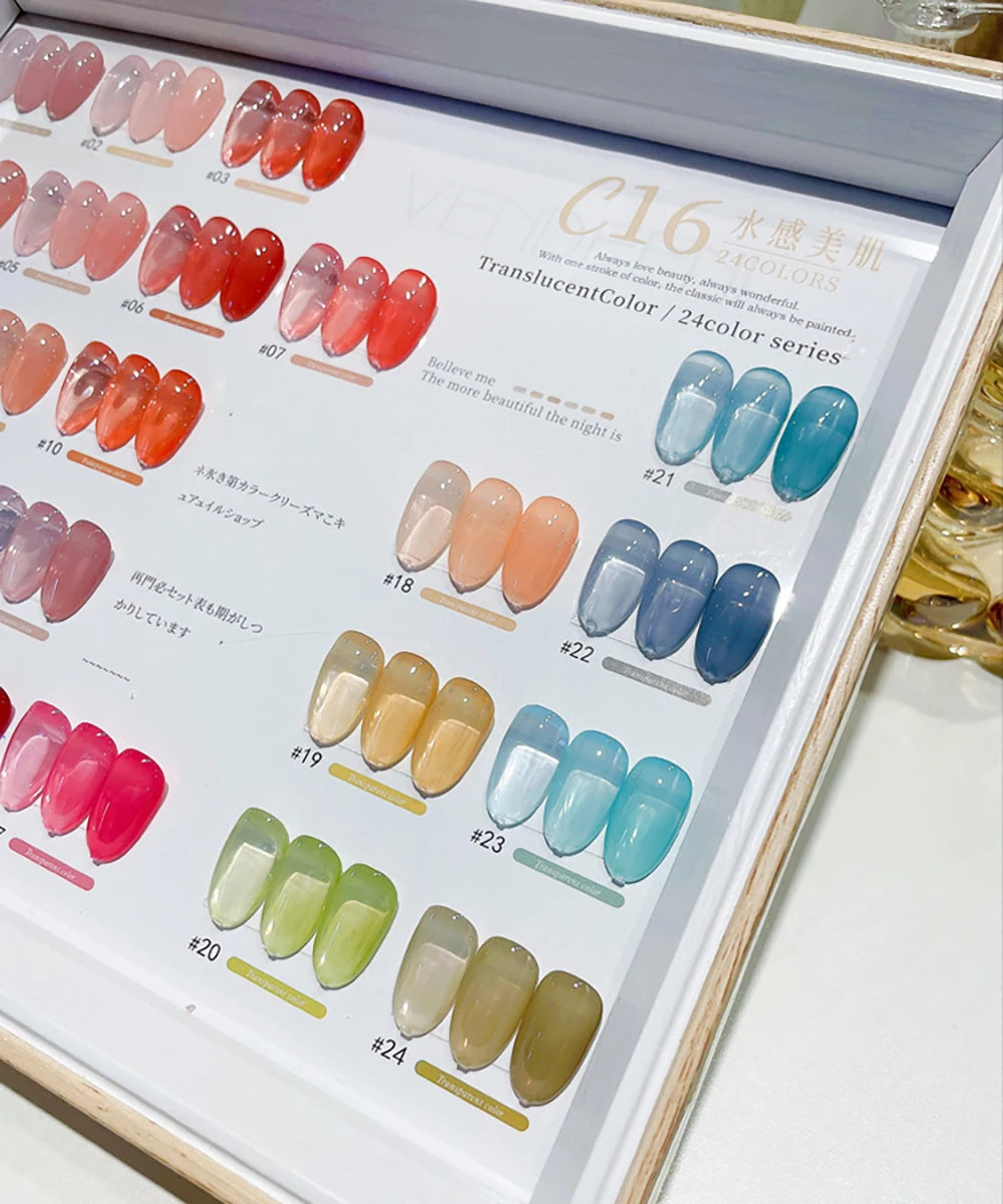 Vendeeni 24 Colors Jelly Transparent Gel Nail Polish 15ml