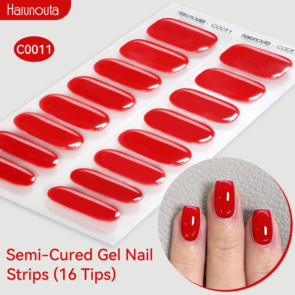 Gradient Auroras Semi Cured Sparkly Gel Nail Strips with UV/LED Nail Lamps
