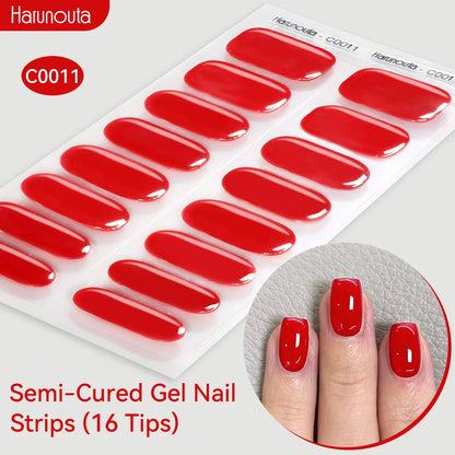 Gradient Auroras Semi Cured Sparkly Gel Nail Strips with UV/LED Nail Lamps
