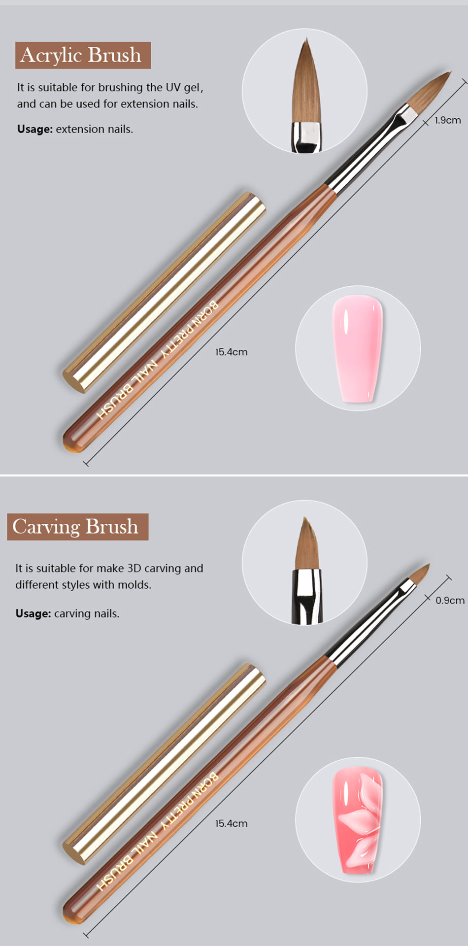 BORN PRETTY Nail Art Brush 9 Sizes  Nail Art Manicure Tool