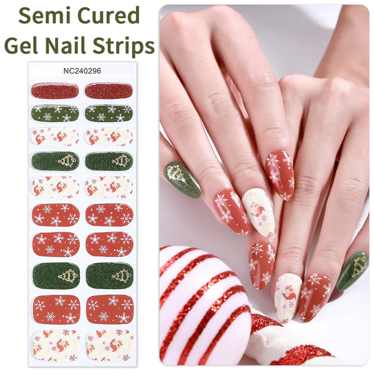 20 Tips Christmas Luminous Semi-Cured Gel Nail Strips
