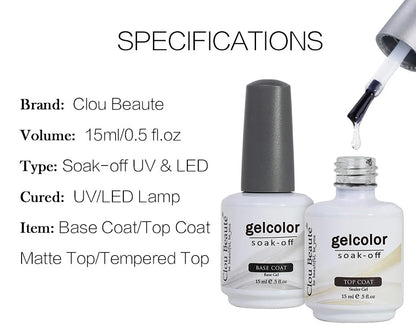 Clou Beaute No Wipe Top and Base Coat Gel Polish