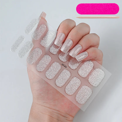 1 Sheet Semi-Cured Gel Nail Strips Waterproof Long Lasting