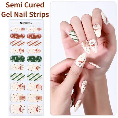 20 Tips Christmas Luminous Semi-Cured Gel Nail Strips