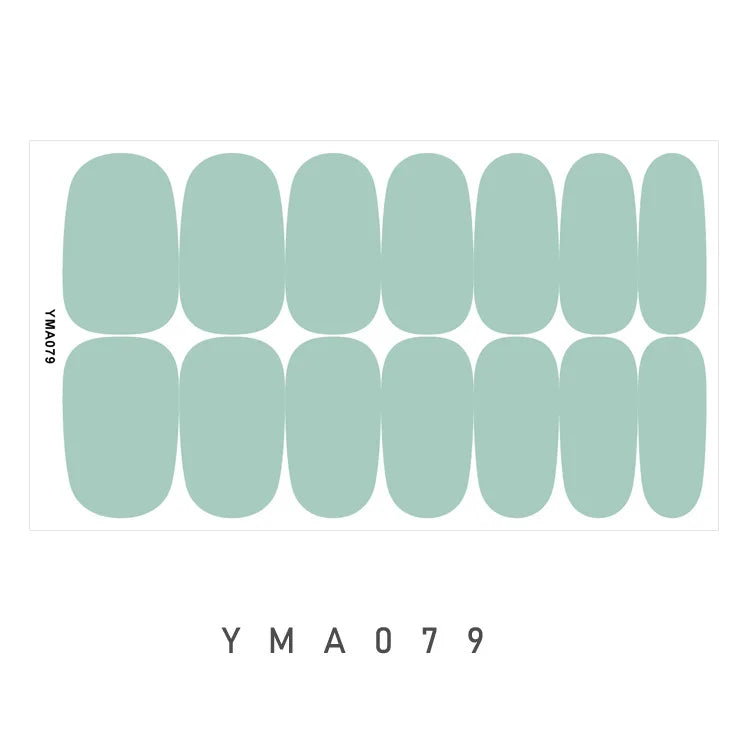 14 Nails Solid Color Simple Waterproof Nail Stickers