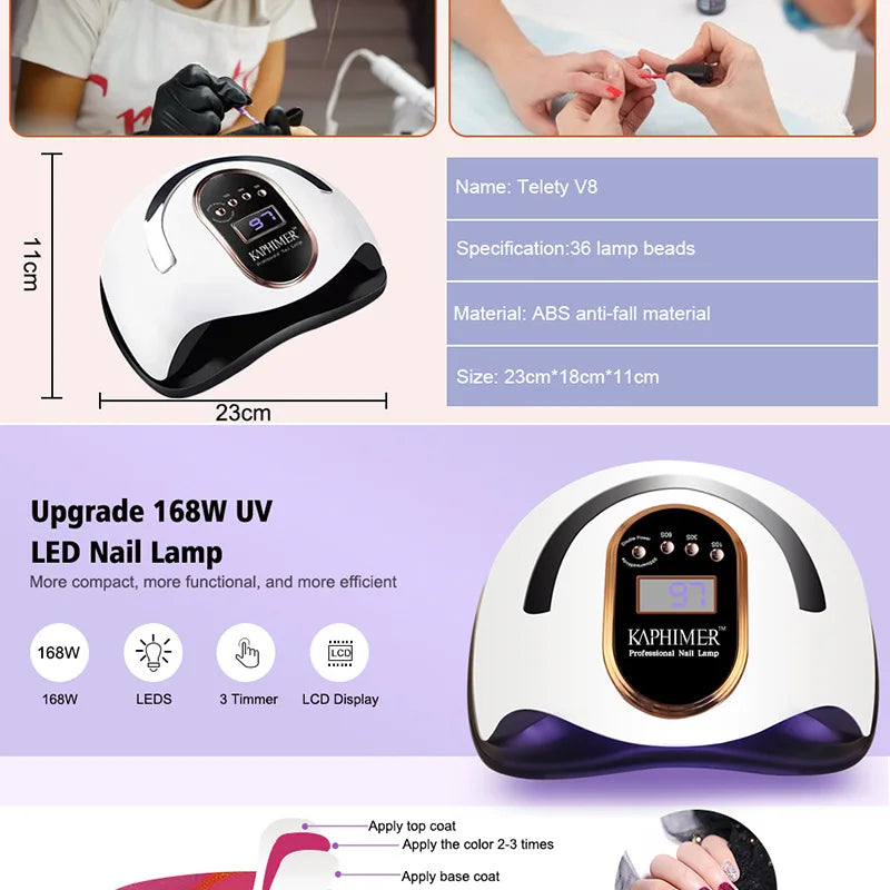 Quick Drying Nail Machine 168W LED Display 42 Lamp Beads