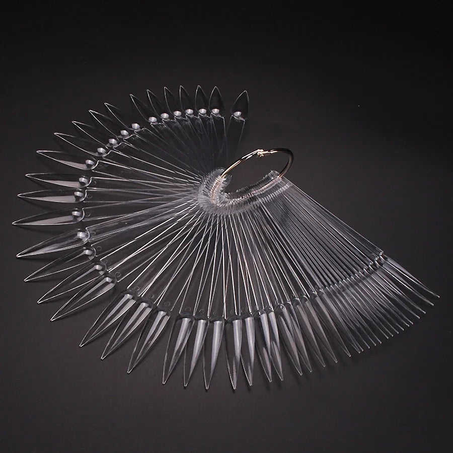 50 pcs Sharp Fan Shaped Nail Art, False Tips Showing Card Sticks