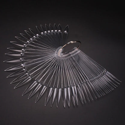 50 pcs Sharp Fan Shaped Nail Art, False Tips Showing Card Sticks