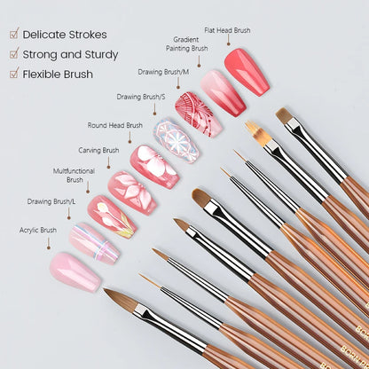 BORN PRETTY Nail Art Brush 9 Sizes  Nail Art Manicure Tool