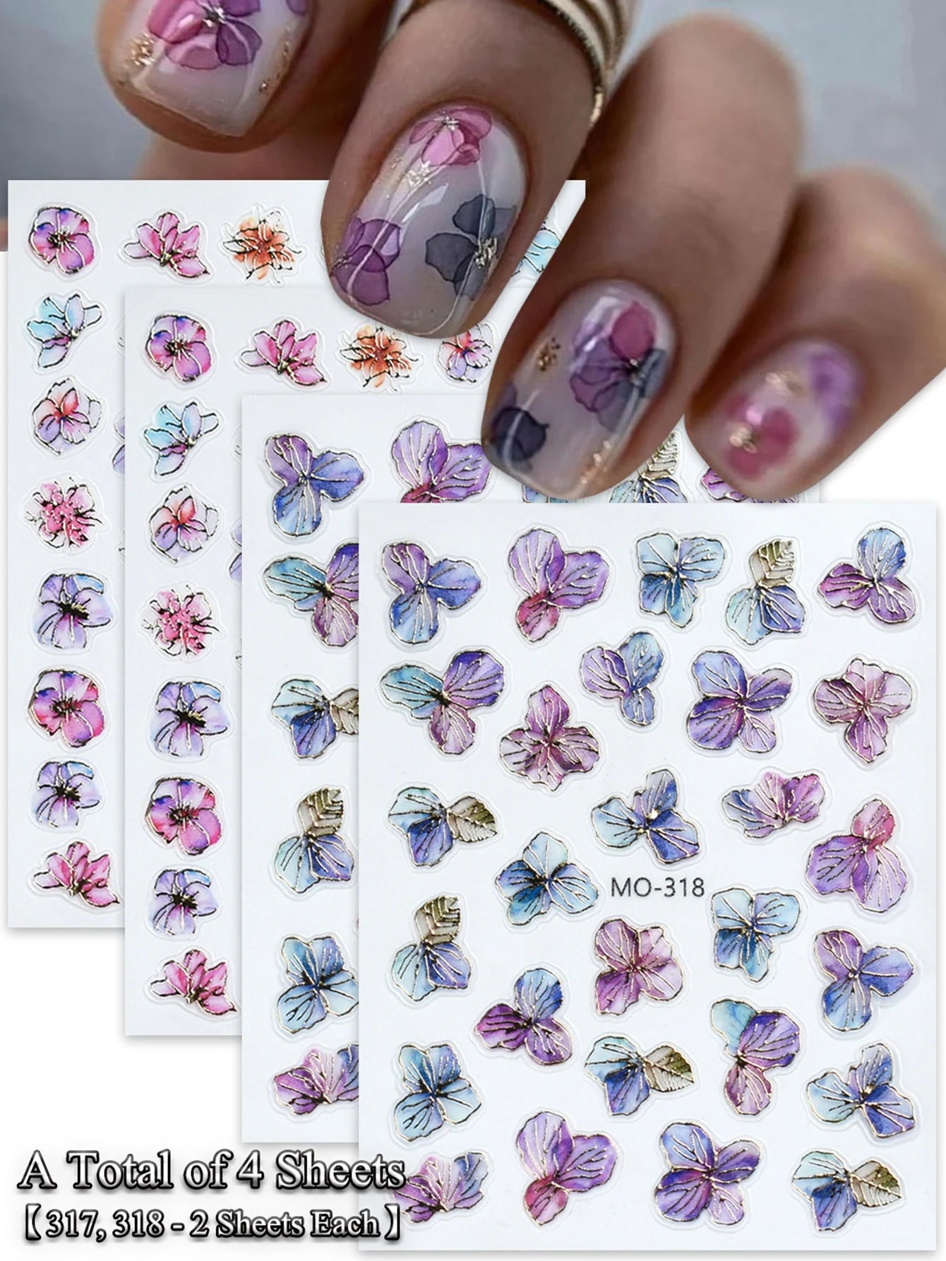 5D Floral Nail Stickers Self-Adhesive