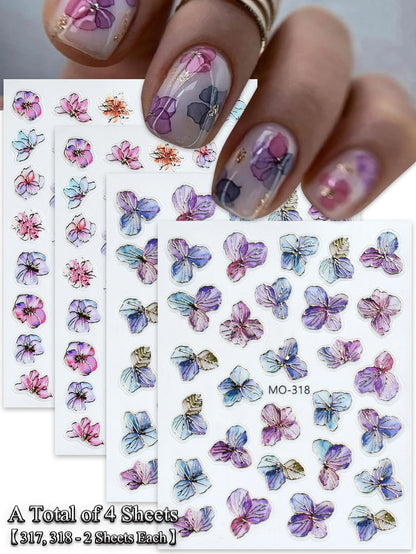 5D Floral Nail Stickers Self-Adhesive