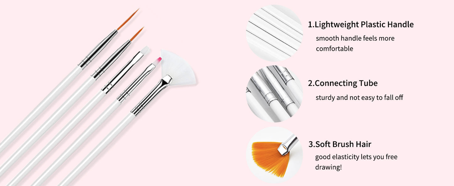 YIKOOLIN 15pcs Nail Paint Brushes Set