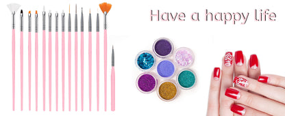YIKOOLIN 15pcs Nail Paint Brushes Set